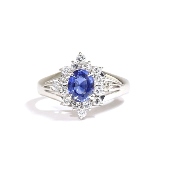 Sapphire Ring Platinum Vintage Jewelry JEM00084