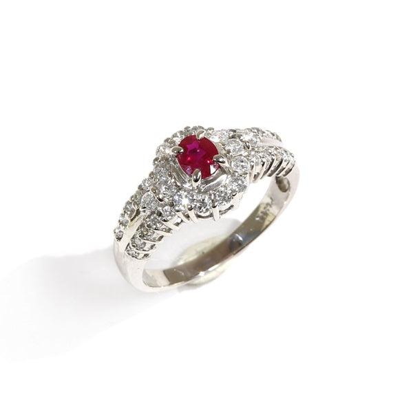 Ruby Ring Platinum Vintage Jewelry JEM00089