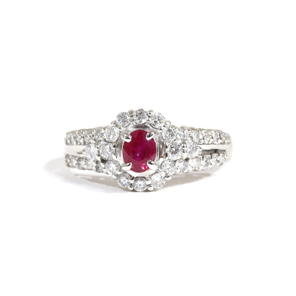 Ruby Ring Platinum Vintage Jewelry JEM00089