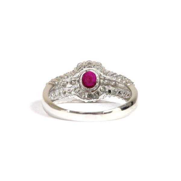 Ruby Ring Platinum Vintage Jewelry JEM00089