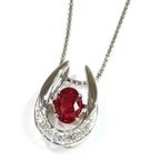 Platinum 850 Necklace Women's Ruby Vintage Jewelry jem00091