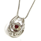 Platinum 850 Necklace Women's Ruby Vintage Jewelry jem00091