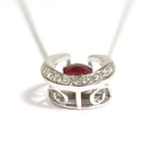 Platinum 850 Necklace Women's Ruby Vintage Jewelry jem00091