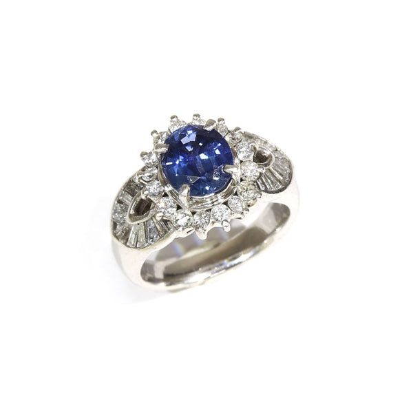 Sapphire Ring Platinum Vintage Jewelry JEM00092