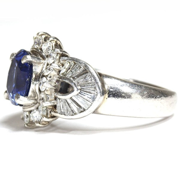 プラチナ900 リング 指輪 レディース 11号 サファイア ヴィンテージ ジュエリー jem00092