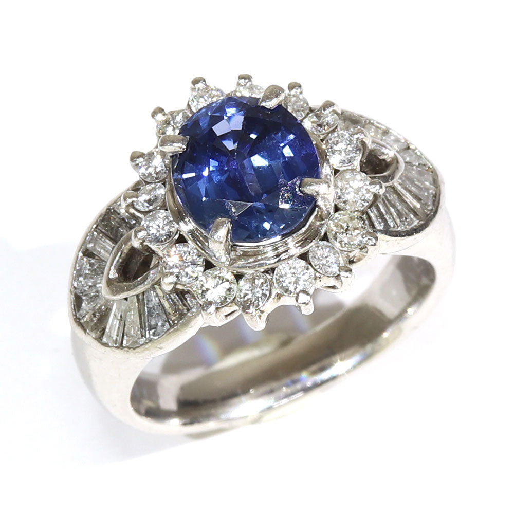 プラチナ900 リング 指輪 レディース 11号 サファイア ヴィンテージ ジュエリー jem00092