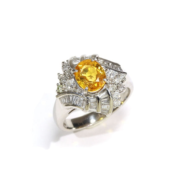 Golden Sapphire Ring Platinum Vintage Jewelry JEM00096